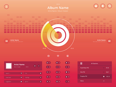 Audio Player UI Kit artist audio audio player business disc graph gui icon mp3 music player song ui
