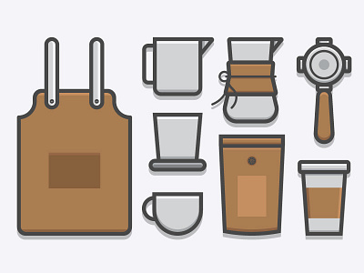 Coffee and Barista Icon Set arabica barista black cafeine coffee coffee pack cup drink hot icon