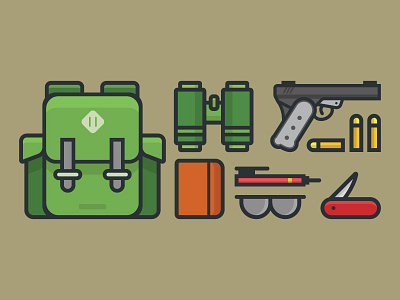 Survival Kit in Modern Era army business camp gun hiking icon life survival icon survival kit survive war weapon