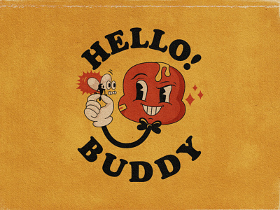 Hello Buddy 80s character characters design icon illustration retro vector vintage