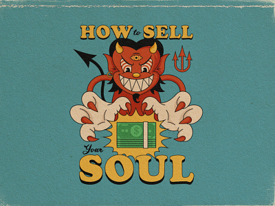 How To Sell Your Soul 80s character characters design icon illustration retro vector vintage