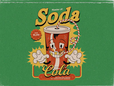 Soda Dribbble 80s character characters classic design illustration retro vector vintage