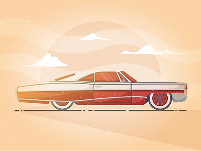 "Pontiac Bonneville 1966" car classic flat illustration retro vintage