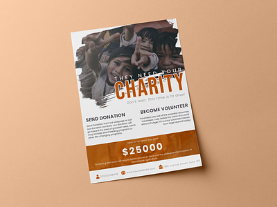 Charity Flyer banner charity design donation event flyer graphic design minimalism mockup orange poser simple volunteer
