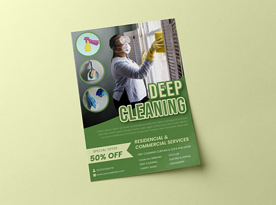 Cleaning Service Flyer advertising banner clean cleaning service company design flyer graphic design green poster rental
