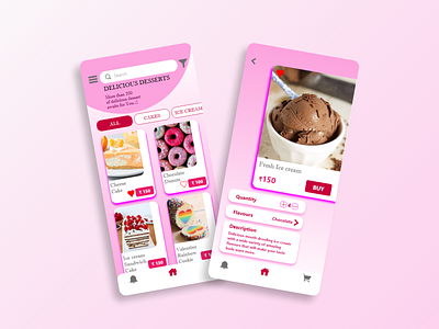 Ice Cream Mobile App application commerce design illustration ui