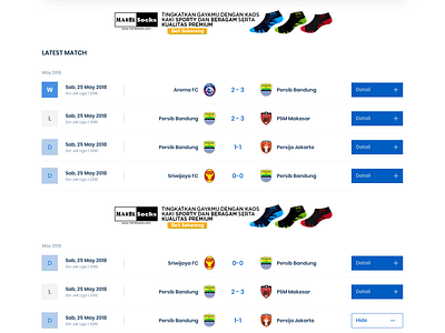 Fixtures page for Usabperning by Bayu Wiranagara on Dribbble