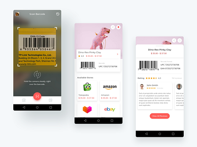 Product Screens Result by Barcode Scanning android app design barcode clean ecommerce app icon mobile app online shopping online store retail scanner typography ui design ux design