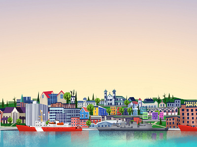 St. John's Downtown canada city coast guard downtown illustration jellybean row navy newfoundland skyline town