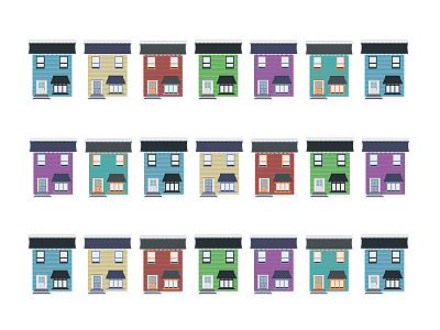 Jelly Bean Row colourful home houses illustration jellybean townhouses