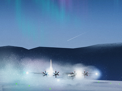 Mighty Hercules airplane arctic aurora borealis aviation cc130 hercules hercules cc130 landing night norther lights sky snow