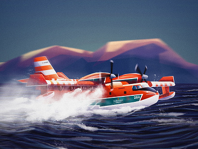 Water Skipping aircraft airplane lake waterbomber