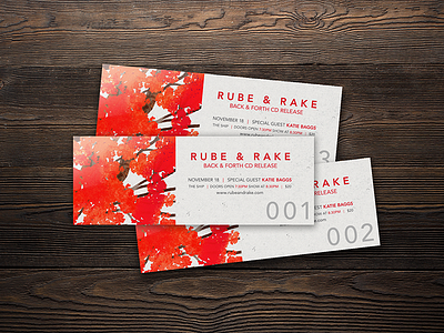 Rube & Rake ticket design