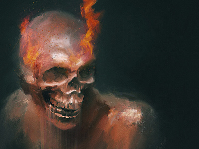 HR dark fire goth horror oil orange painting photomanipulation photoshop skull smudge