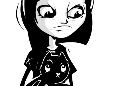 Kitty/comeback cat girl illustration. black kitty punk vector white