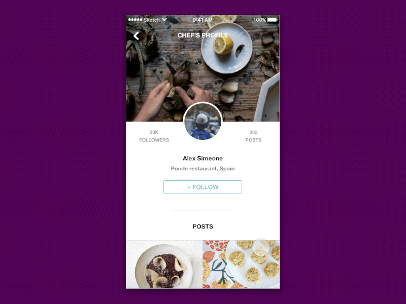 nyam - recipe for babies (chef page) app design mobile ux nyam recipe for baby ui ux