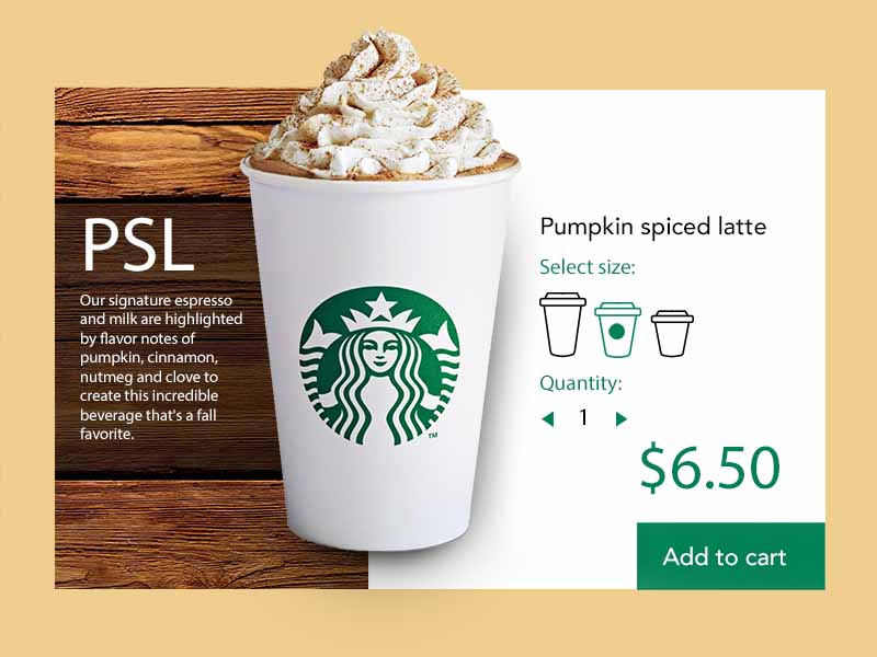 PSL, Starbucks Product Card Concept by Julie T Polaski on Dribbble