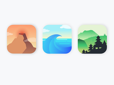 Daily UI challenge #05 — App Icon app challenge daily earth fire forest icon julie ui volcano water wave