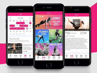 Liv app calendar concept exercise fitness gym julie liv personal polaski trainer yoga