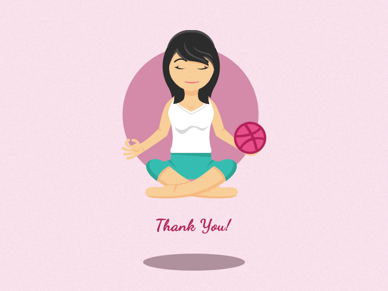 Thank You! calm character design dribbble first shot gif girl illustration indian peace thank you yoga