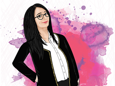 Portrait Illustration fashion fashionista girl glasses illustration pink portrait realistic sketch smile