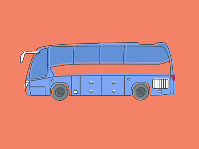 Bus 2d blue bus design flat icon illustration line orange red transport