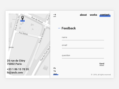 Contact page architect concept contact feedback interface map ui ux web