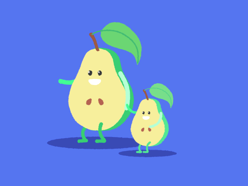 Happy Pears 2d character child cycle fruit gif happy jump loop pear vector walk