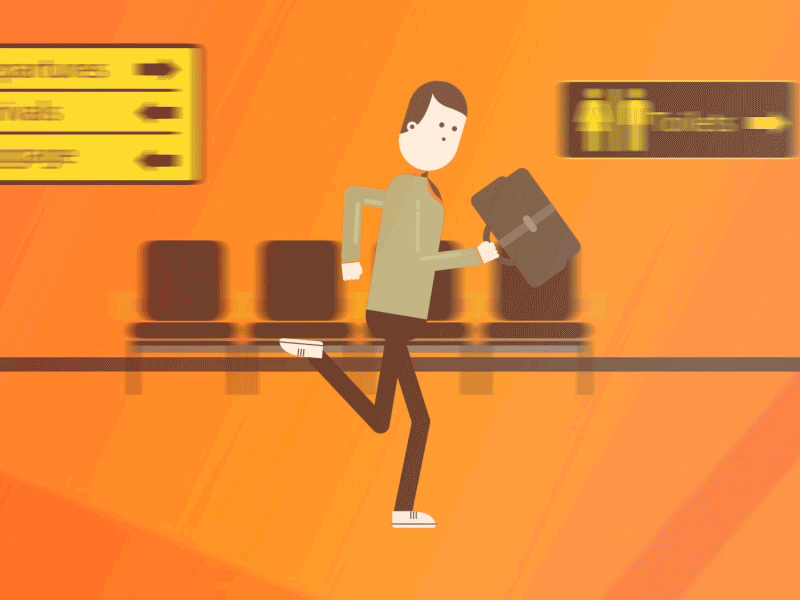 Running Late 2d airport animation bones character cycle duik joints late man orange run