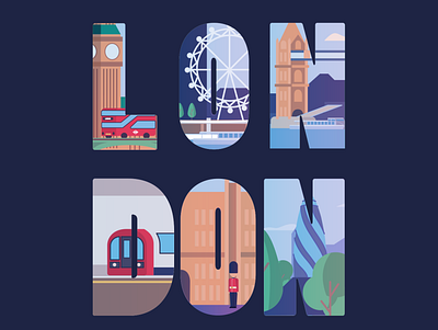 London bus city london london eye travel typogaphy underground vector