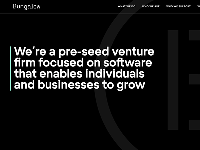 Bungalow Venture Capital animation webflow