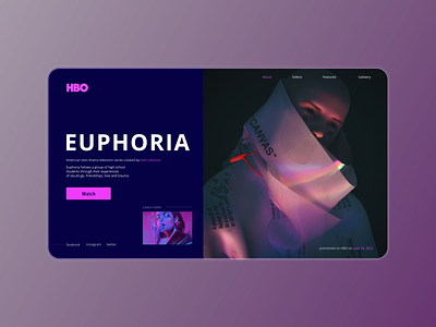 EUPHORIA - HBO - Web design shot 3d animation app design branding flat graphic design illustration inspiration logo modern motion graphics ui web design