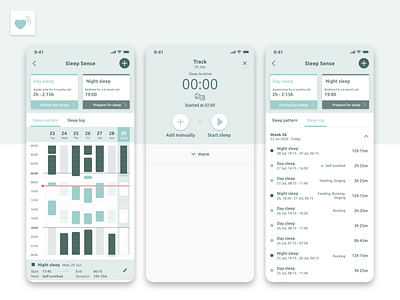 Parent Sense - Sleep Sense app app design baby app parent sense ui ux