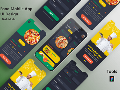 Fast Food Mobile App | UI/UX Design | Dark Mode