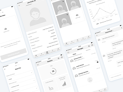 Dating App Wireframes appui chart dating forms message mobileapp profile prototype userflow ux wireframes