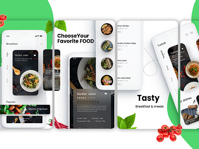 Food delivery App Screenshots For Play Store & App Store. graphic design ui