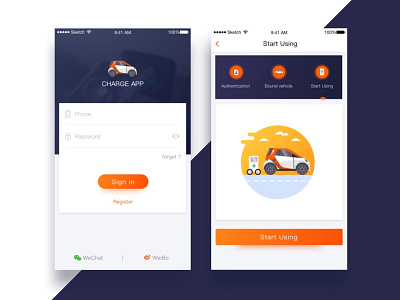 Charge Car app car charge illustration in sign traffic ui