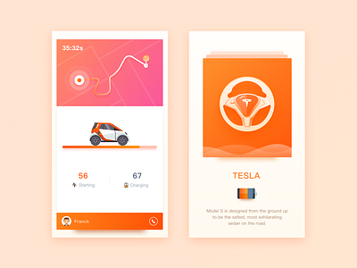 Tesla Steering wheel app car illustration map steering tesla ui wheel