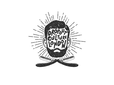 Dropout Culture London Logo Design beard black and white branding design face hipster logo london vintage