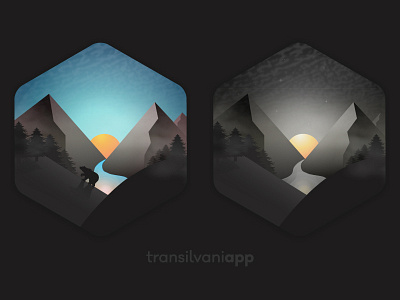 Transilvaniapp logo design #02 app branding forest landscape logo mountains nature romania sundown transilvania