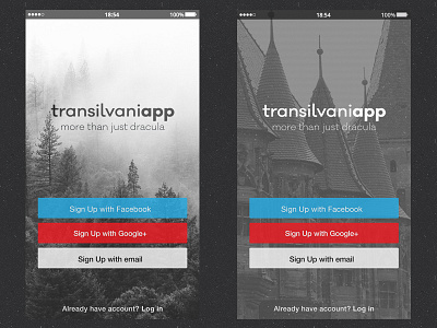 Transilvaniapp Landing Screen app apple application log in scree sign up transilvania