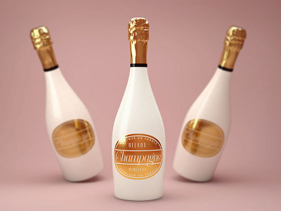 Ceramic Champagne Bottle Mock-Up champagne drink gold luxury mock up mockup template. bottle