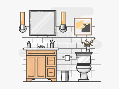 Bathroom Illustration #004 bathroom branding color design illustration vector