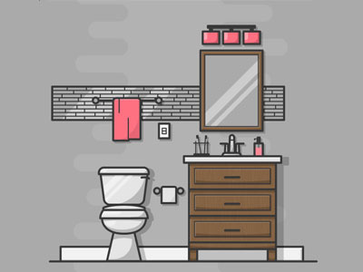 Bathroom Illustration #005 bathroom branding color design illustration vector