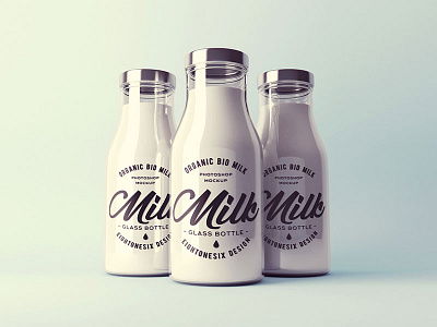 Milk Bottle Mock-Up Template 3d bottle design glass milk mock up mockup template