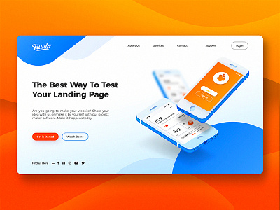 Fluido Hero Header #10 branding device gradient hero laptop sketch slider tech ui ux web website