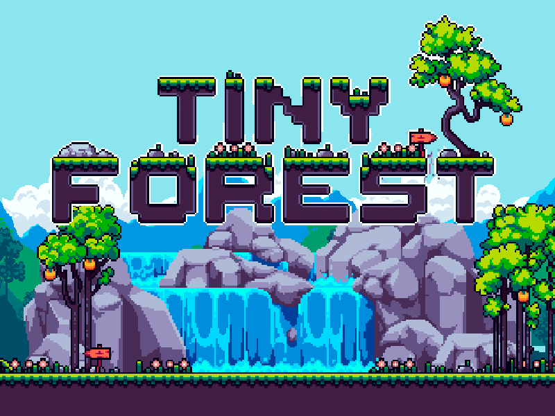 Tiny Forest Tileset Platform  - Pixel Art Asset