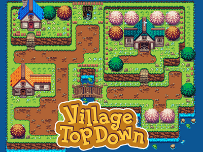 Village Top Down- RPG Pixel Art Tileset