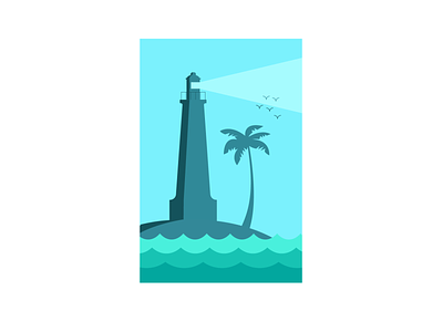 Lighthouse design illustration lighthouse palm sea