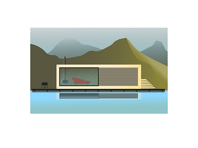 House by the sea design house illustration mountains vector